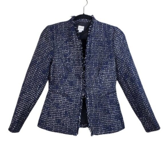 J.Crew Factory Womens Blue Black Tweed Broadway Blazer Size 00 - Picture 3 of 8
